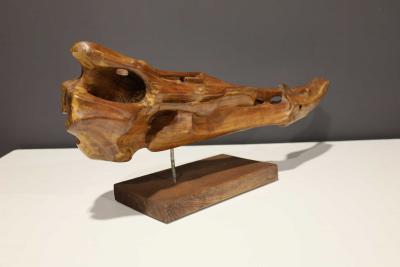 Huez Dominguez Organic Wood Sculpture Mounted on Base Signed