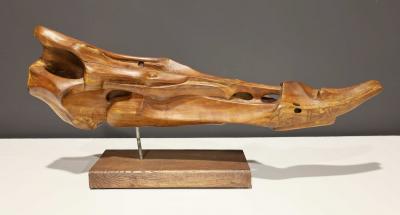 Huez Dominguez Organic Wood Sculpture Mounted on Base Signed