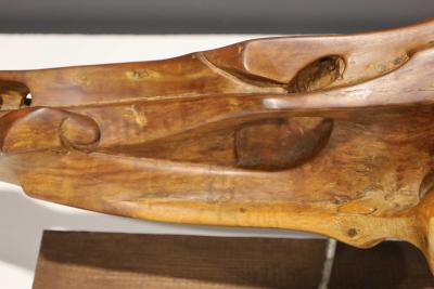 Huez Dominguez Organic Wood Sculpture Mounted on Base Signed