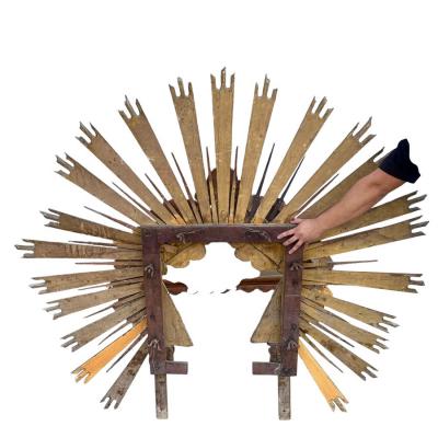 Huge Antique Early 18th C Giltwood Starburst Santos Crown