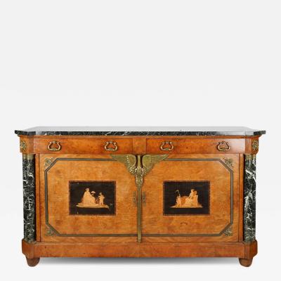 Huge Antique Empire Bronze Mounted Inlaid Ebony Sideboard Buffet