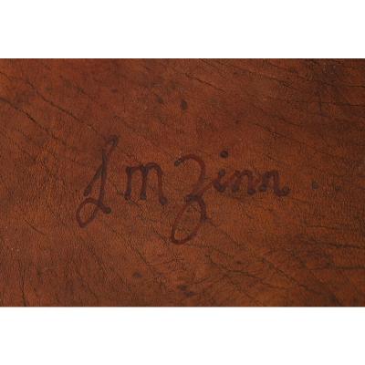 Huge Antique Equestrian Horse Racing Leather Frieze Picture