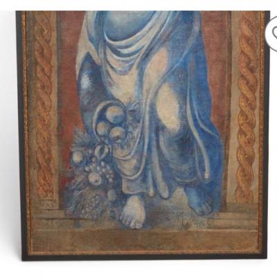 Huge Antique Neoclassical Roman Portrait Oil Painting