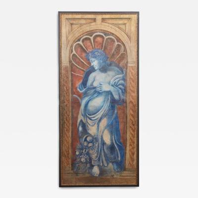 Huge Antique Neoclassical Roman Portrait Oil Painting