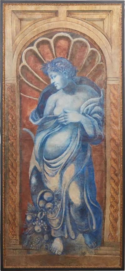 Huge Antique Neoclassical Roman Portrait Oil Painting