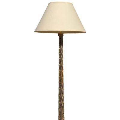 Huge Art Deco White Gold Giltwood Floor Lamp 1 of 2