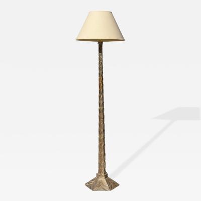 Huge Art Deco White Gold Giltwood Floor Lamp 1 of 2