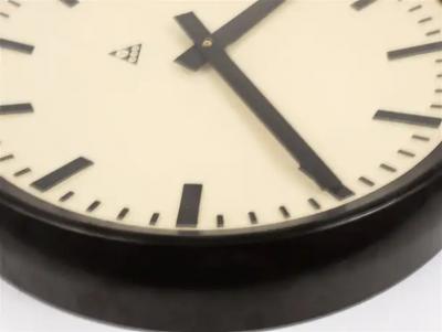 Huge Bakelite Industrial Train Station Round Wall Clock from the 1940s