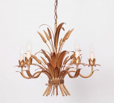 Huge Chanel Style Florentine Chandelier Brass with Gold Finish Italy 1970s