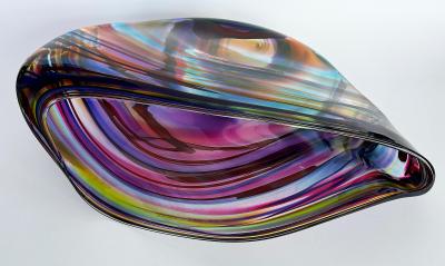 Huge David Goldhagen Huge David Goldhagen Hand blown Art Glass Centerpiece Bowl Signed Dated 3 2003