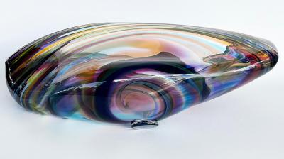 Huge David Goldhagen Huge David Goldhagen Hand blown Art Glass Centerpiece Bowl Signed Dated 3 2003