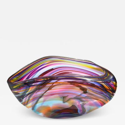 Huge David Goldhagen Huge David Goldhagen Hand blown Art Glass Centerpiece Bowl Signed Dated 3 2003