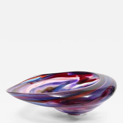Huge David Goldhagen Monumental David Goldhagen Blown Art Glass Centerpiece Bowl