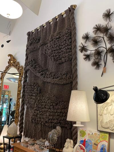 Huge Hand Woven Wool Wall Tapestry in Chocolate Charcoal Tone