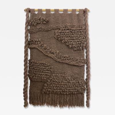 Huge Hand Woven Wool Wall Tapestry in Chocolate Charcoal Tone
