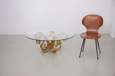 Huge Hollywood Regency Gilt Wrought Iron Italian Coffee Table with Glass Top