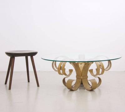 Huge Hollywood Regency Wrought Iron Italian Coffee Table with Glass Top