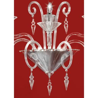 Huge Imperial Trasparent Rigadin Murano Glass Wall Sconce