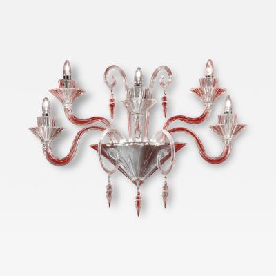 Huge Imperial Trasparent Rigadin Murano Glass Wall Sconce