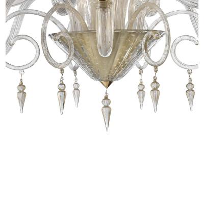 Huge Imperial Trasparent and Gold Rigadin Murano Glass Chandelier