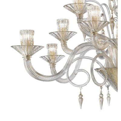 Huge Imperial Trasparent and Gold Rigadin Murano Glass Chandelier