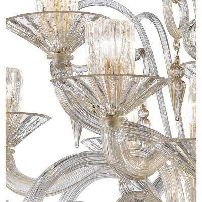 Huge Imperial Trasparent and Gold Rigadin Murano Glass Chandelier