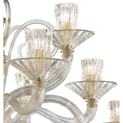 Huge Imperial Trasparent and Gold Rigadin Murano Glass Chandelier