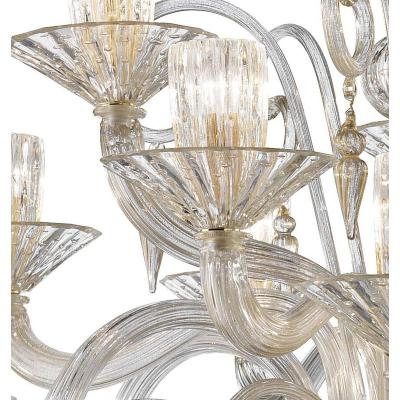 Huge Imperial Trasparent and Gold Rigadin Murano Glass Chandelier