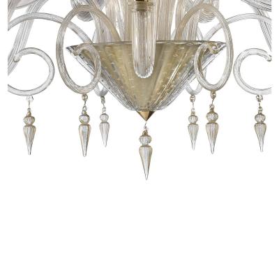 Huge Imperial Trasparent and Gold Rigadin Murano Glass Chandelier