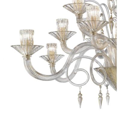 Huge Imperial Trasparent and Gold Rigadin Murano Glass Chandelier