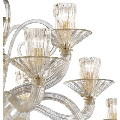 Huge Imperial Trasparent and Gold Rigadin Murano Glass Chandelier