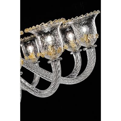 Huge Imperial Venetian Rigadin Murano Glass Chandelier With Gold Trimming