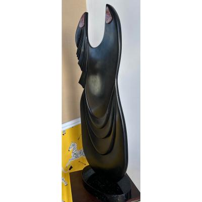 Huge Italian Black Marble Fashion Sculpture of a Dress
