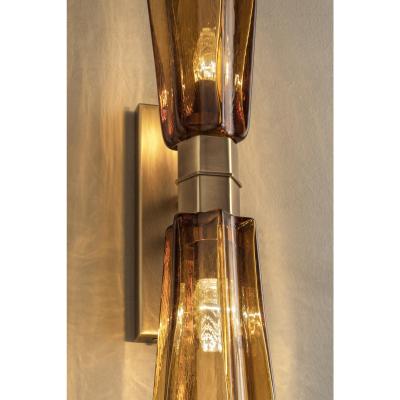 Huge Italian Lively Amber Murano Glass Wall Sconce