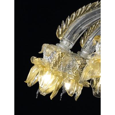 Huge Luxury Italian Chandelier With Flowers and Leaves Murano Glass