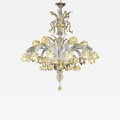 Huge Luxury Italian Chandelier With Flowers and Leaves Murano Glass