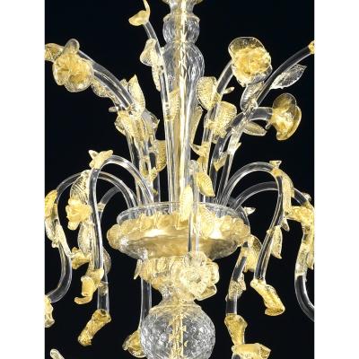 Huge Luxury Italian Chandelier With Flowers and Leaves Murano Glass