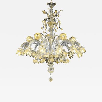 Huge Luxury Italian Chandelier With Flowers and Leaves Murano Glass