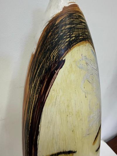 Huge Mexican Artist Yuri Zatarain Face Vase Painted on Both Sides Oleo Series