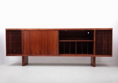 Huge Mid Century Studio Hifi Phono Credenza in Walnut USA 1960s