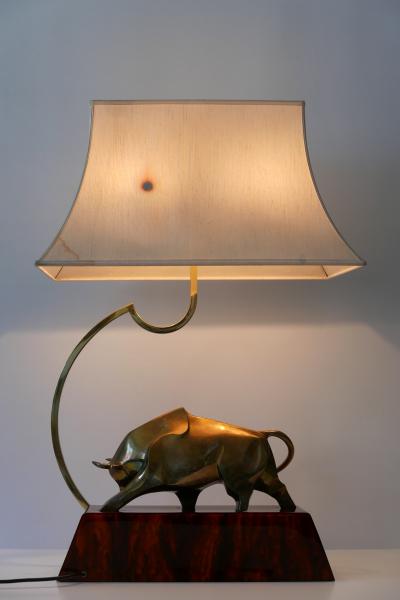 Huge Modernist Brass Light Object or Table Lamp Bull by D Delo for Pragos Italy