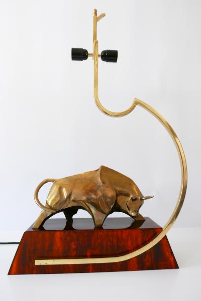 Huge Modernist Brass Light Object or Table Lamp Bull by D Delo for Pragos Italy