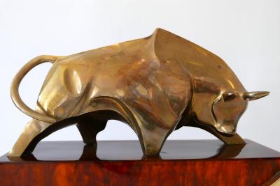 Huge Modernist Brass Light Object or Table Lamp Bull by D Delo for Pragos Italy