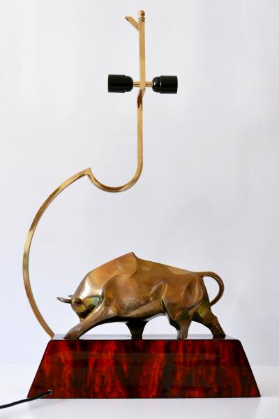 Huge Modernist Brass Light Object or Table Lamp Bull by D Delo for Pragos Italy
