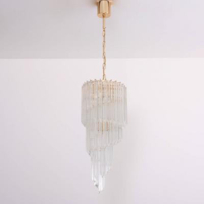 Huge Murano Glass Quadriedri Spiral Chandelier with Gold Plated Fixture