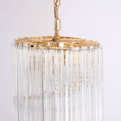 Huge Murano Glass Quadriedri Spiral Chandelier with Gold Plated Fixture