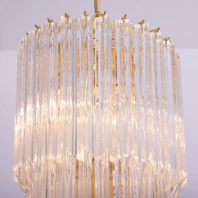 Huge Murano Glass Quadriedri Spiral Chandelier with Gold Plated Fixture