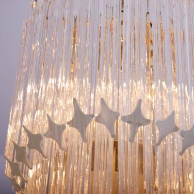 Huge Murano Glass Quadriedri Spiral Chandelier with Gold Plated Fixture