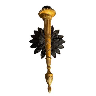 Huge Pair of 19th C Style Giltwood Torchieres Wall Sconces