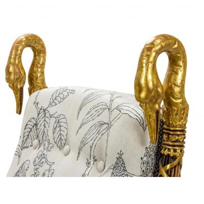 Huge Palace Throne Arm Chair W Carved Swan Head Finials